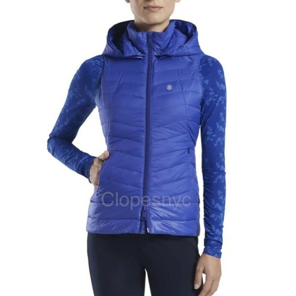 G/Fore Womens Hooded Puffer Vest XS Lapis Blue Womens Golf GFore